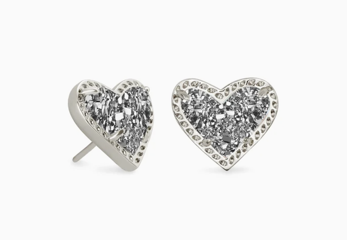 2037 Ari Heart Earring Rhod PIt Drzy