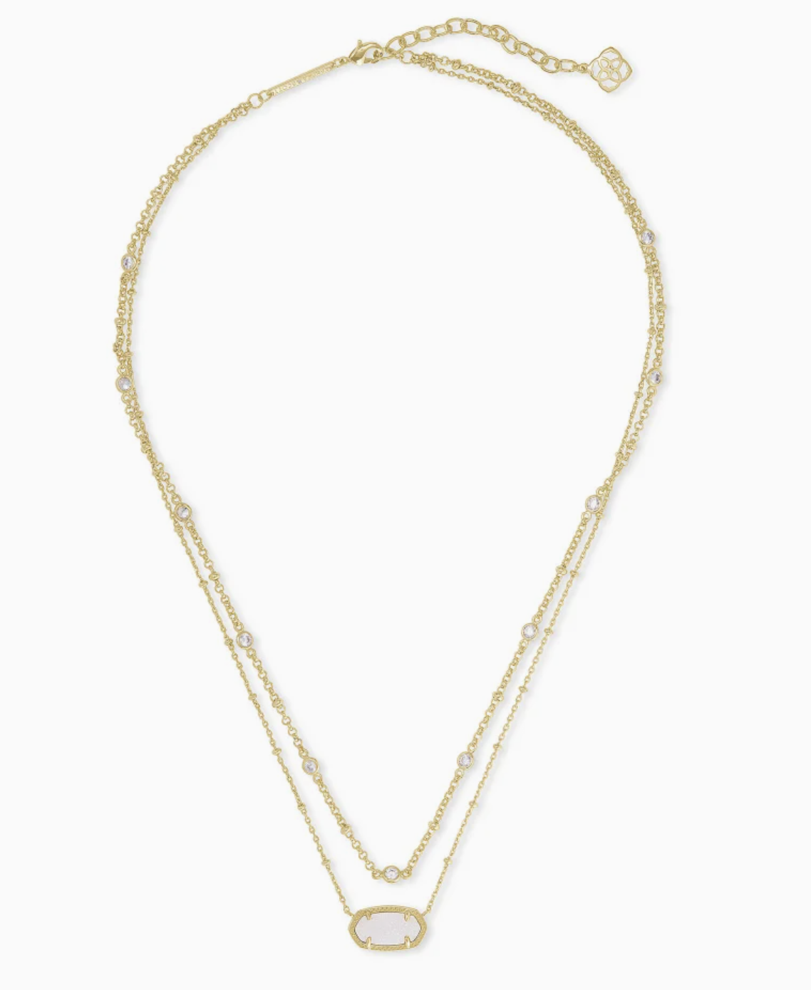 3487 Elisa Multi Neck GLD WHT Drusy