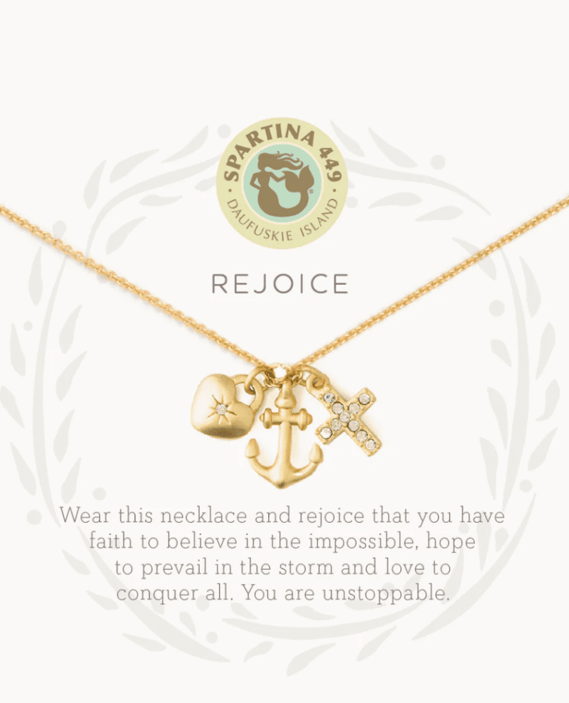 21435 Sea La Vie Rejoice Faith Hope Love Gold Necklace