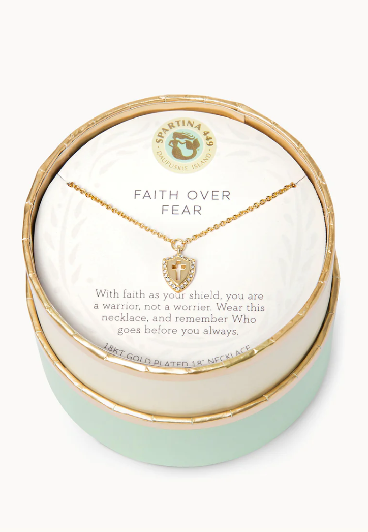 21437 Sea La Vie Faith Over Fear Gold Necklace