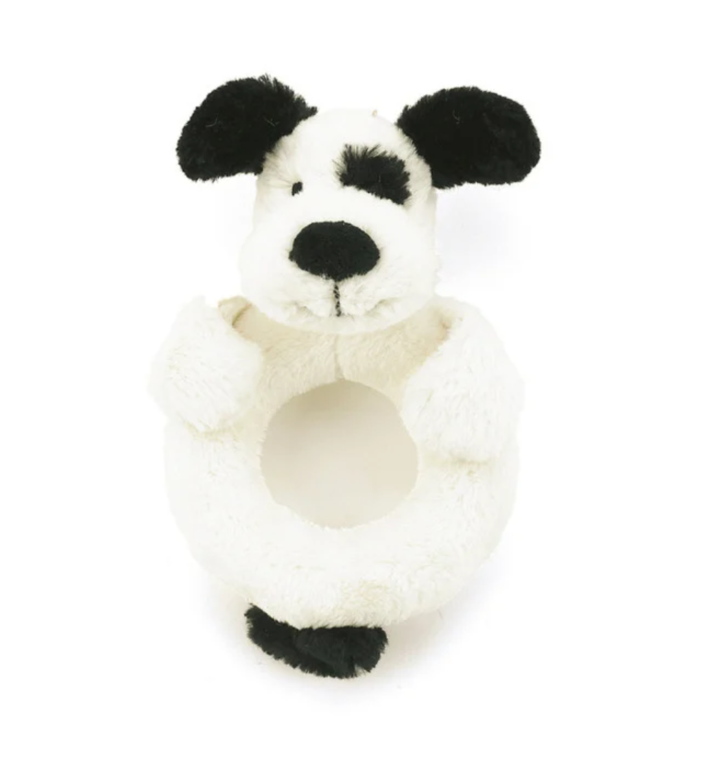 22400 Bashful Black Cream Puppy Ring Rattle