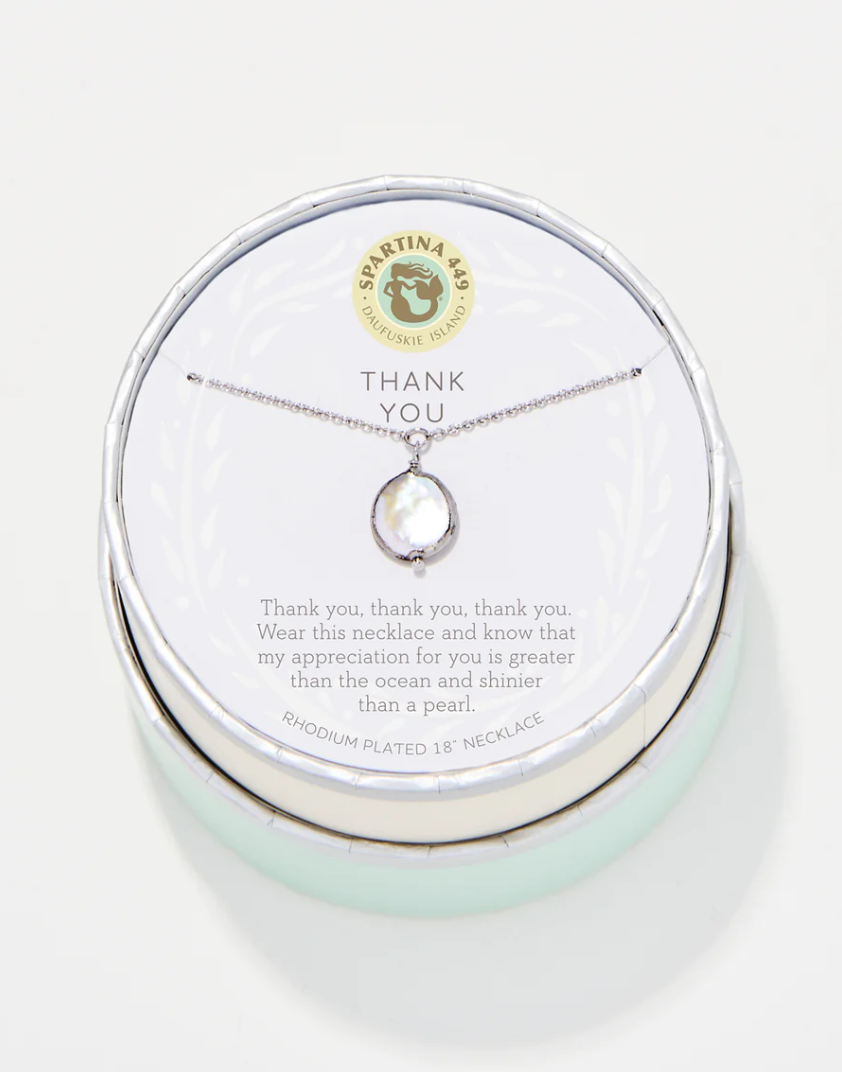 7395 Sea La Vie Thank you Coin Silver Necklace