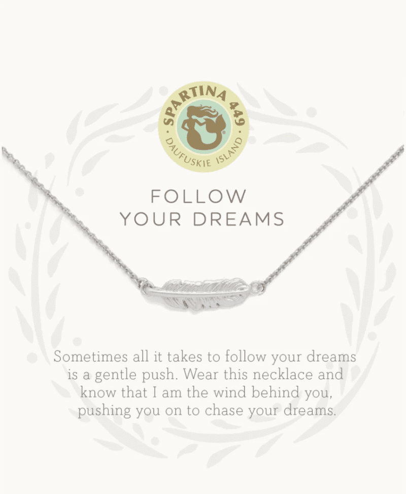 9864 Sea La Vie Follow Your Dreams Feather Silver Necklace